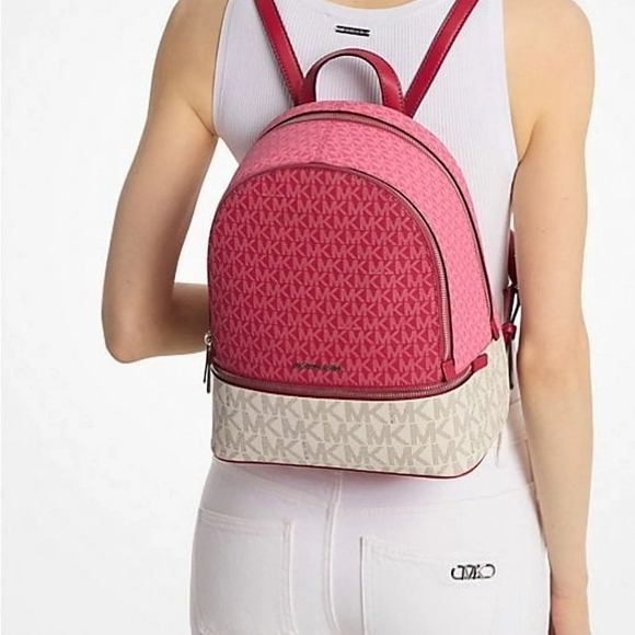 Michael Kors Raspberry Multi Rhea Backpack Nwt. In Bag. - Picture 3 of 4